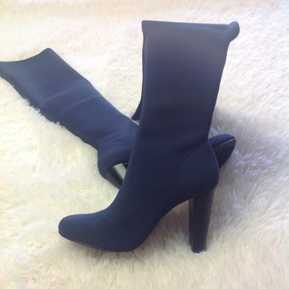 ❤️SIZE 7.5 CHARLES DAVID OVER THE KNEE BOOTS NAVY - Picture 5 of 8